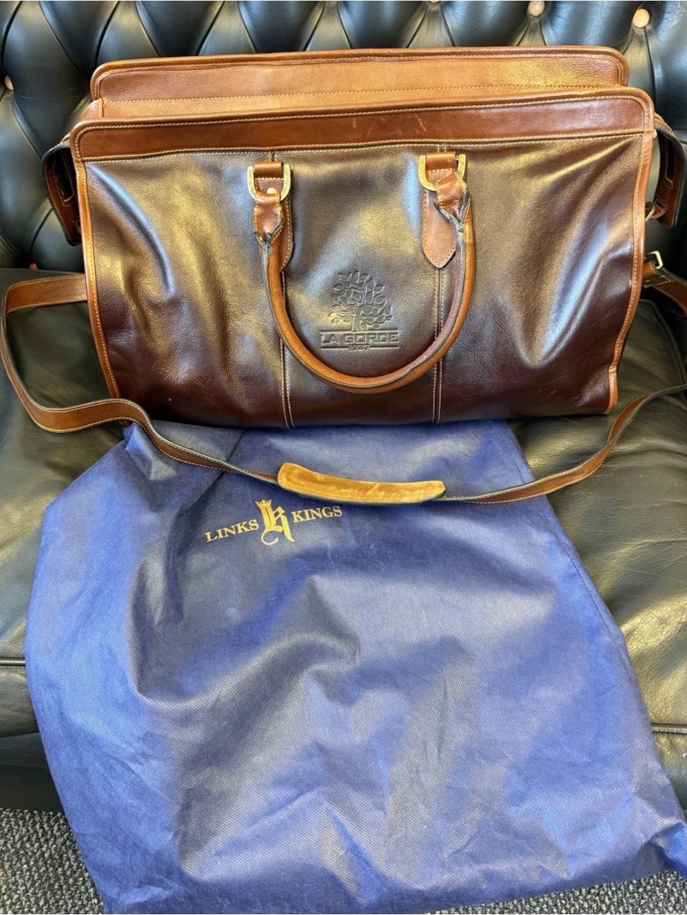 Links & Kings Sundance Weekender Duffel - All Leather Rustic Saddle